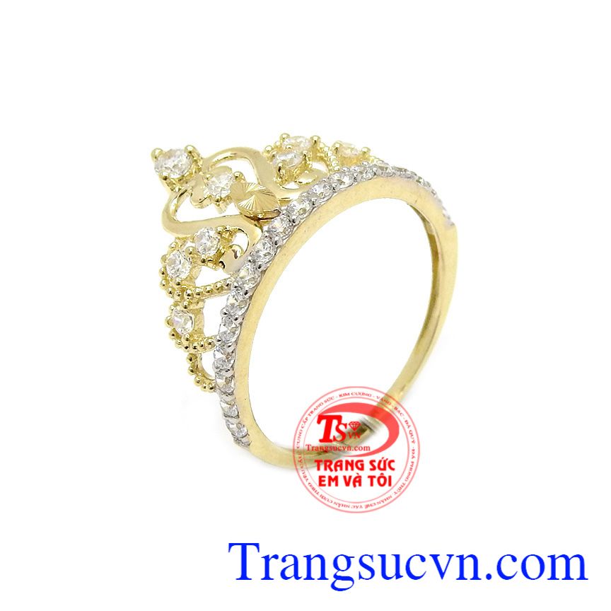 Nhẫn nữ vàng màu vương miện được nhập khẩu nguyên chiếc từ Korea vàng 10k màu sắc đẹp, chất lượng,Nhẫn nữ vàng màu vương miện