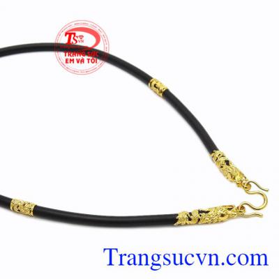 Dây chuyền cao su bọc rồng vàng 10k chất lượng, bảo hành uy tín.