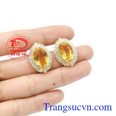 Hoa tai thạch anh vàng ấn tượng