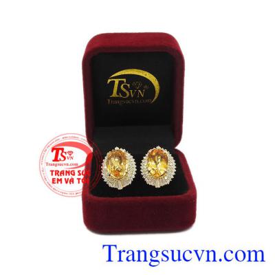 Hoa tai thạch anh vàng ấn tượng được bảo hành uy tín, giao hàng toàn quốc.