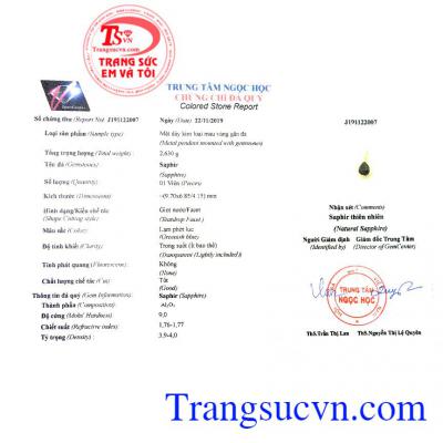 Giấy kiểm định từ trung tâm ngọc học
