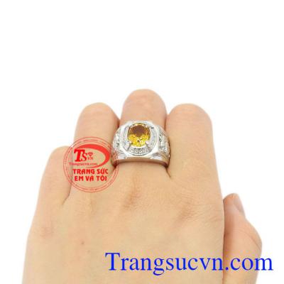 Nhẫn bạc thạch anh vàng chất lượng tinh tế.