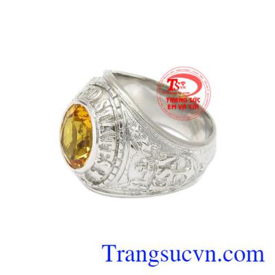 Nhẫn bạc thạch anh vàng đẹp nam tính thương hiệu Em và Tôi đảm bảo chất lượng, uy tín.