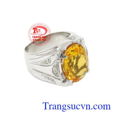 Nhẫn bạc thạch anh vàng nam tính giao hàng trên toàn quốc.