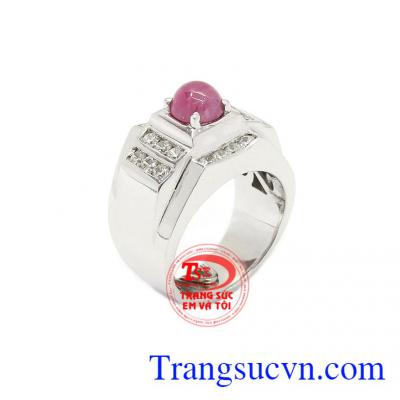 Nhẫn nam bạc Ruby đẹp được chế tác tinh xảo và tỉ mỉ từ đá quý Ruby thiên nhiên chất lượng,Nhẫn nam bạc Ruby đẹp