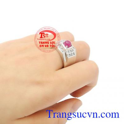 Nhẫn nam đẹp uy tín, chất lượng, giao hàng toàn quốc,Nhẫn nam bạc Ruby đẹp