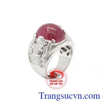 Nhẫn nam bạc Ruby thiên nhiên