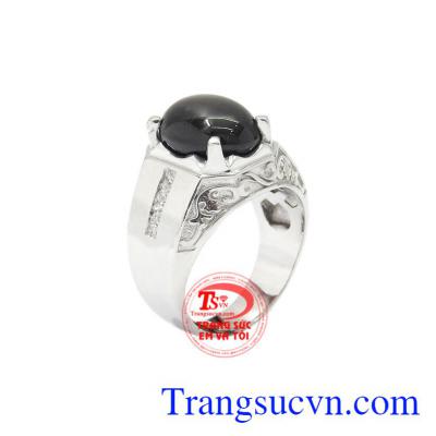 Nhẫn nam bạc Sapphire sao tinh tế