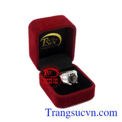 Nhẫn nam bạc Sapphire sao tinh tế
