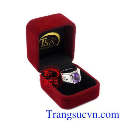 Nhẫn nam bạc thạch anh tím