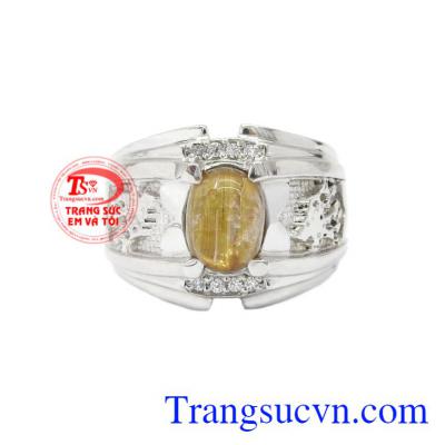 Nhẫn nam bạc thạch anh tóc được nhiều người yêu thích và chọn lựa.