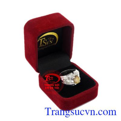 Nhẫn nam bạc thạch anh tóc
