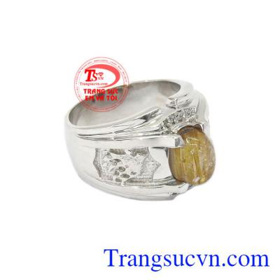 Nhẫn nam bạc thạch anh tóc giao hàng trên toàn quốc.
