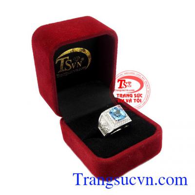Nhẫn nam bạc Topaz thiên nhiên uy tín, chất lượng, giao hàng toàn quốc,Nhẫn nam bạc Topaz thiên nhiên