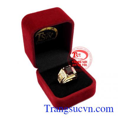 Nhẫn nam Garnet nam tính