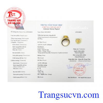 Thích hợp làm quà tặng cho người thân hoặc bạn bè,Nhẫn nam Sapphire vàng công danh