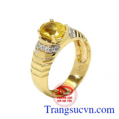 Nhẫn nam Sapphire vàng tài lộc