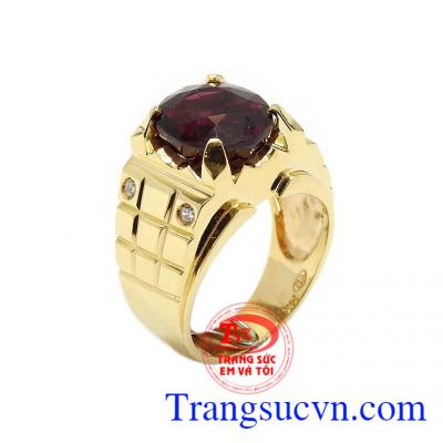 Nhẫn nam vàng Garnet đẹp