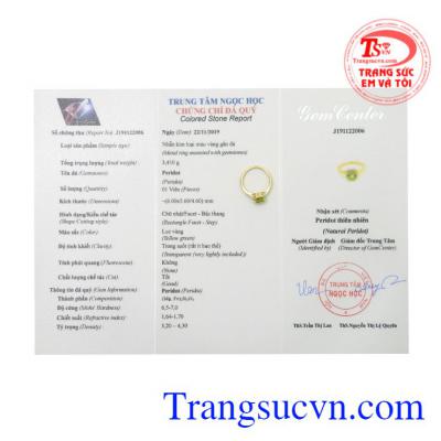 Nhẫn nữ vàng Peridot xinh xắn 