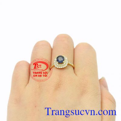 Nhẫn nữ vàng sapphire nữ tính 14k đẹp.