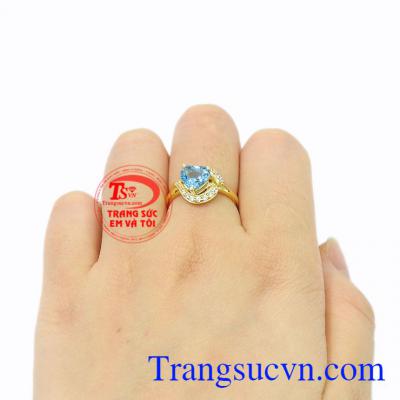 Nhẫn nữ vàng Topaz trái tim 14k