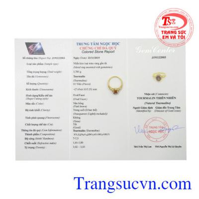 Nhẫn nữ vàng Tourmaline 