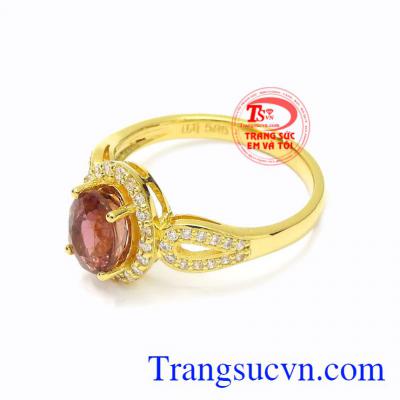 Nhẫn nữ vàng Tourmaline tinh tế vàng 14k đeo hợp phong thủy, bảo hành uy tín.