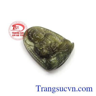 Phật A Di Đà bình an may mắn Sapphire thiên nhiên chạm khắc đẹp, có giấy kiểm định đảm bảo chất lượng