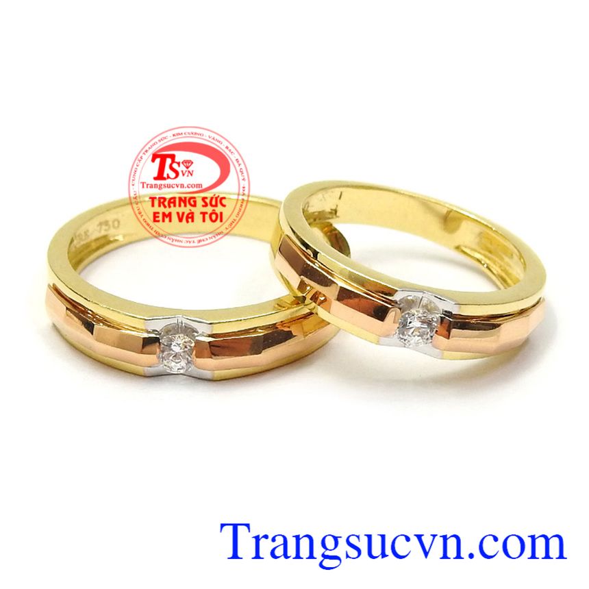Nhẫn cưới hạnh phúc an yên vàng 18k màu sắc đẹp, chất lượng cao, tinh xảo, độc đáo, nhập khẩu nguyên chiếc