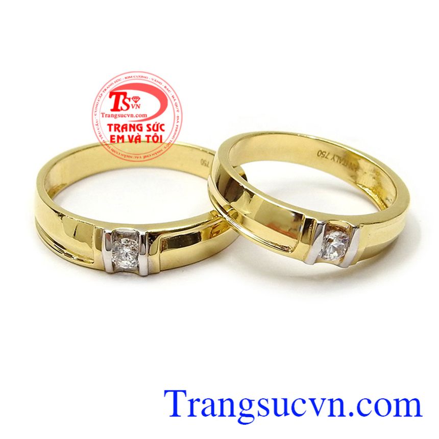 Nhẫn cưới tình yêu hòa hợp vàng tây 18k nhập khẩu đẹp, chất lượng cao, giá cả hợp lý