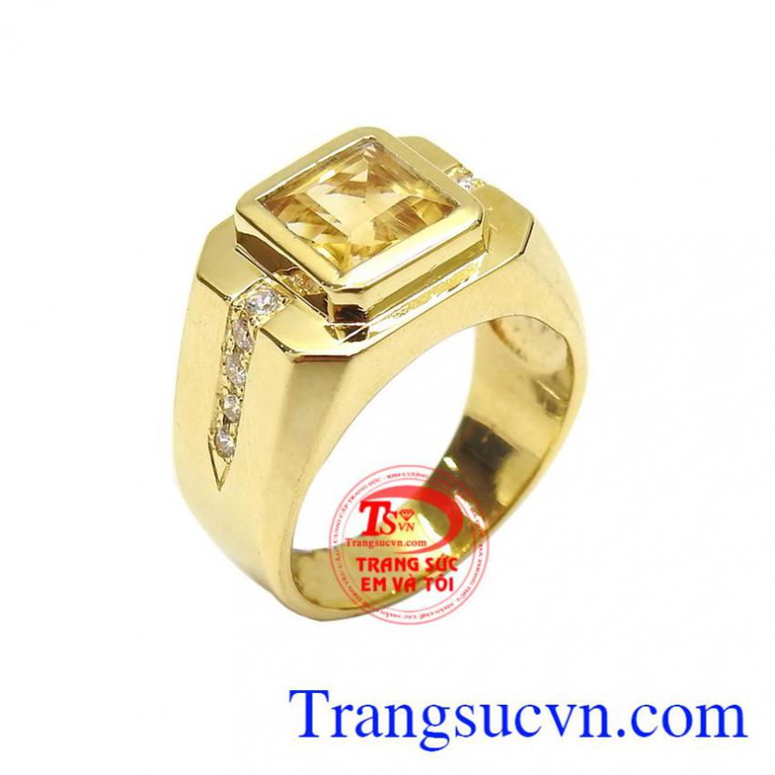 Nhẫn nam thạch anh vàng thịnh vượng