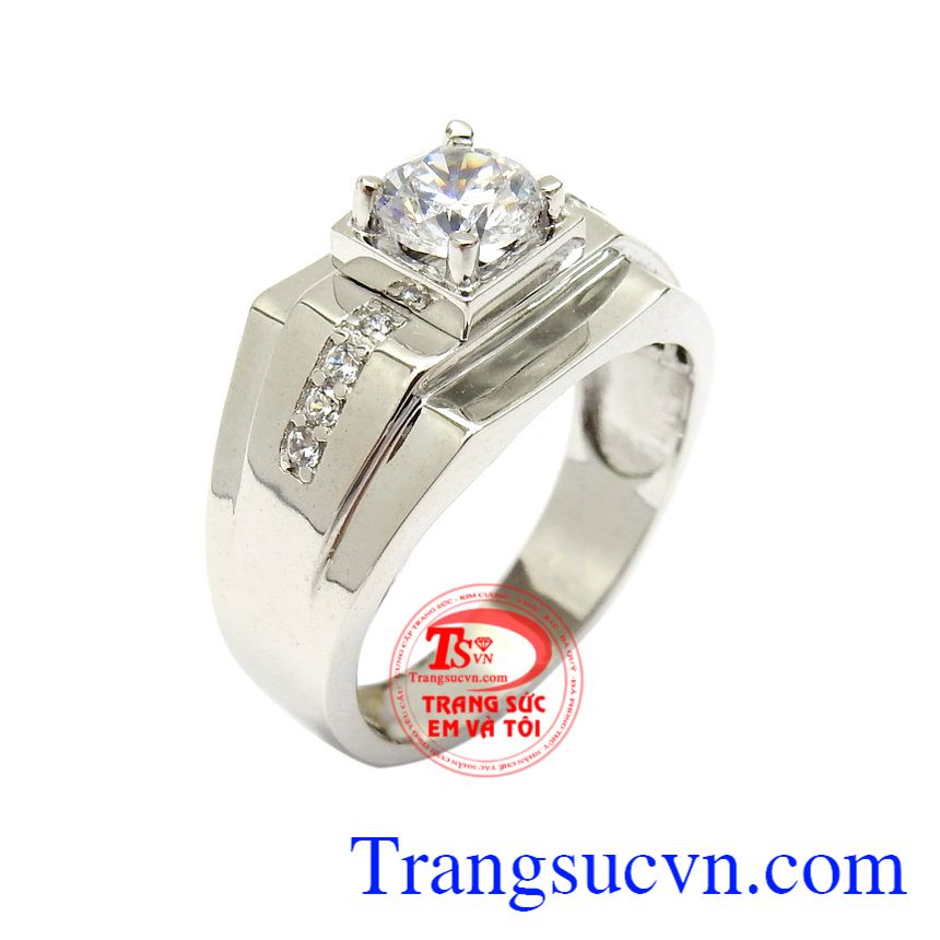 Nhẫn nam vàng trắng phong độ 10k nhập khẩu nguyên chiếc từ Korea kiểu dáng đẹp, chất lượng cao