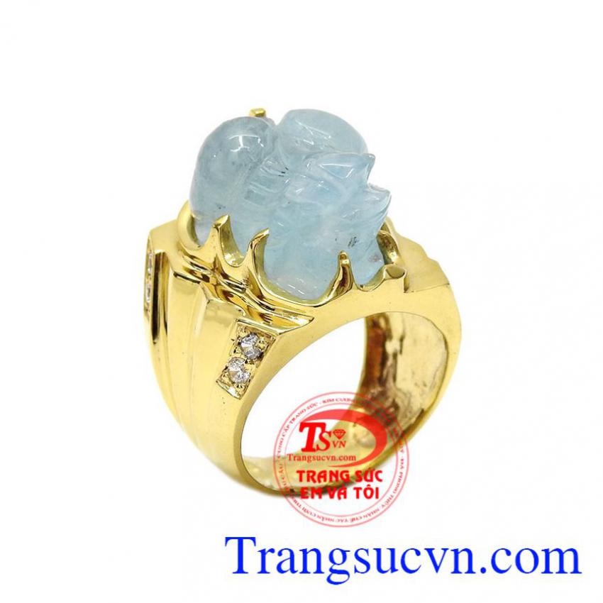 Nhẫn Tỳ Hưu Aquamarine Thịnh Vượng - Evt.Vn