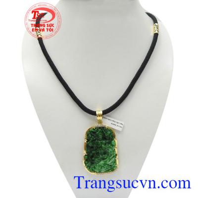 Bộ dây chuyền Quan Âm bình an kết hợp giữa dây dù và mặt quan âm cẩm thạch bọc vàng bền đẹp, chất lượng