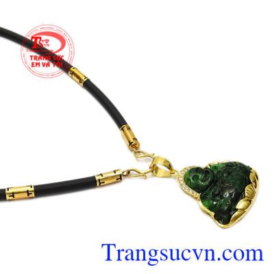 Bộ mặt dây phật Di Lặc bọc vàng có giấy kiểm định đá quý từ trung tâm kiểm định uy tín.