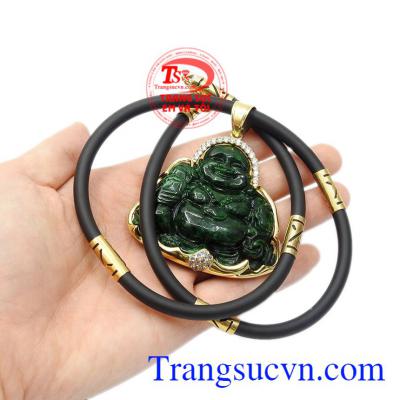 Bộ mặt dây vàng Jadeite Phật Di Lặc