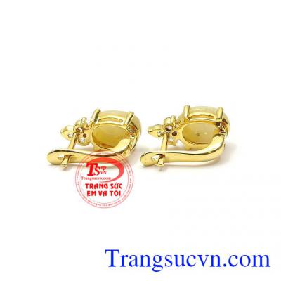 Hoa tai saphir vàng may mắn vàng 14k chất lượng uy tín, giao hàng nhanh trên toàn quốc