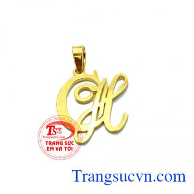 Mặt dây chữ CH Lồng vàng tây 18k đặt theo yêu cầu, món quà ý nghĩa cho người mình yêu thương