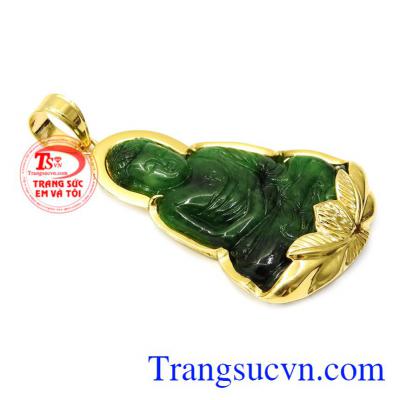 Mặt phật A Di Đà Jadeite bọc vàng 14k mang lại may mắn, tài lộc cho người đeo.
