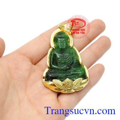 Mặt phật A Di Đà Jadeite bọc vàng có giấy kiểm định uy tín.