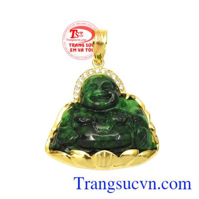 Mặt phật Di Lặc Jadeite bọc vàng đẹp