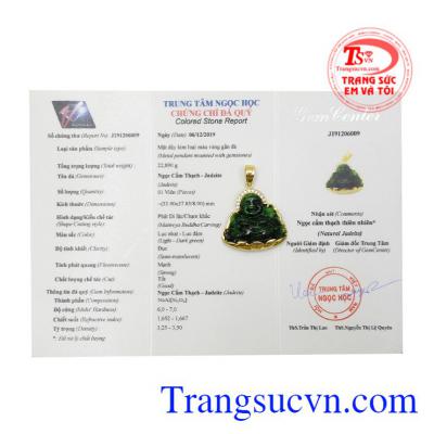Mặt phật Di Lặc Jadeite bọc vàng đẹp vàng 14k