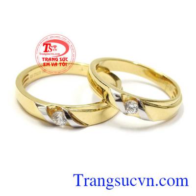 Nhẫn cưới vàng tây hạnh phúc nhập khẩu Italy vàng 18k bền đẹp, chất lượng