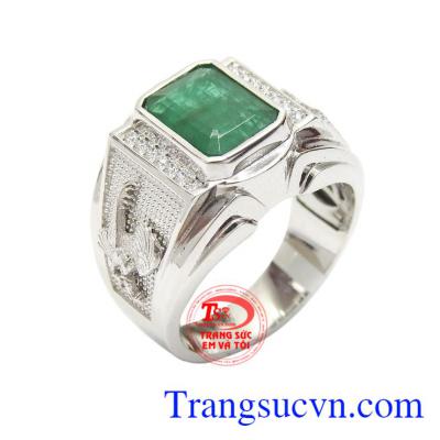 Nhẫn nam Emerald may mắn