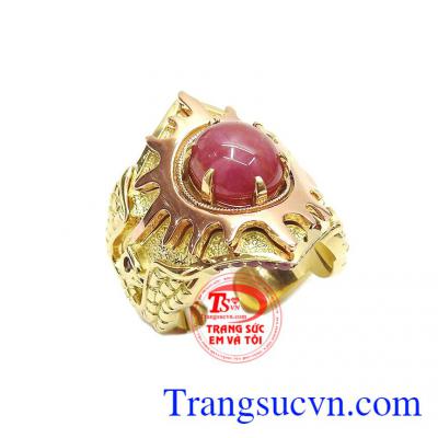 Nhẫn nam ruby mặt trời là sản phẩm được chế tác 3D vô cùng tinh xảo và độc đáo