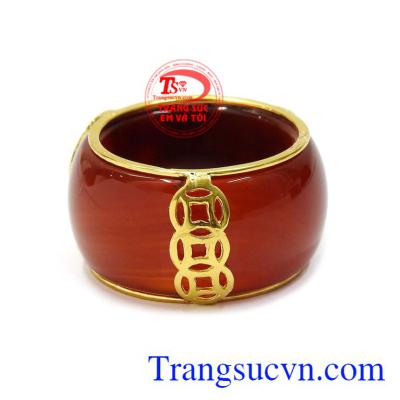 Nhẫn ngọc mã não bọc rồng thăng tiến bảo hành 6 tháng.
