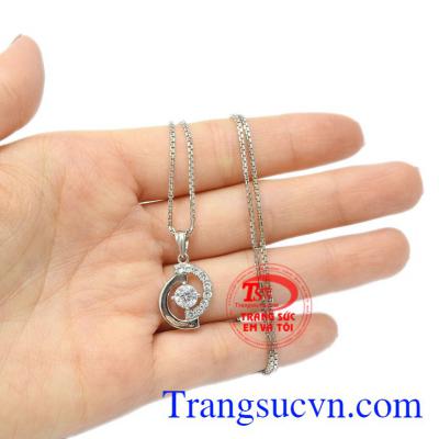 Bộ mặt dây vàng trắng thanh tao vàng 10k nữ tính.