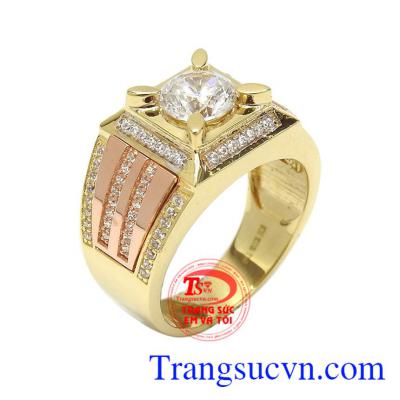 Nhẫn nam vàng tây phong độ 18k nhập khẩu nguyên chiếc từ Korea, thiết kế đẹp, độc đáo, cá tính