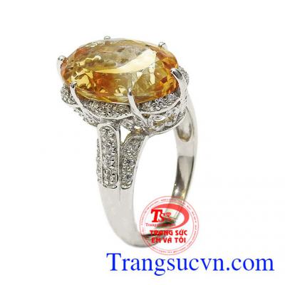 Nhẫn nữ bạc Citrine đẳng cấp