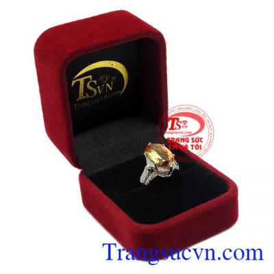  phong thủy, thạch anh vàng thích hợp với người mệnh Kim và Thủy,Nhẫn nữ bạc Citrine đẳng cấp